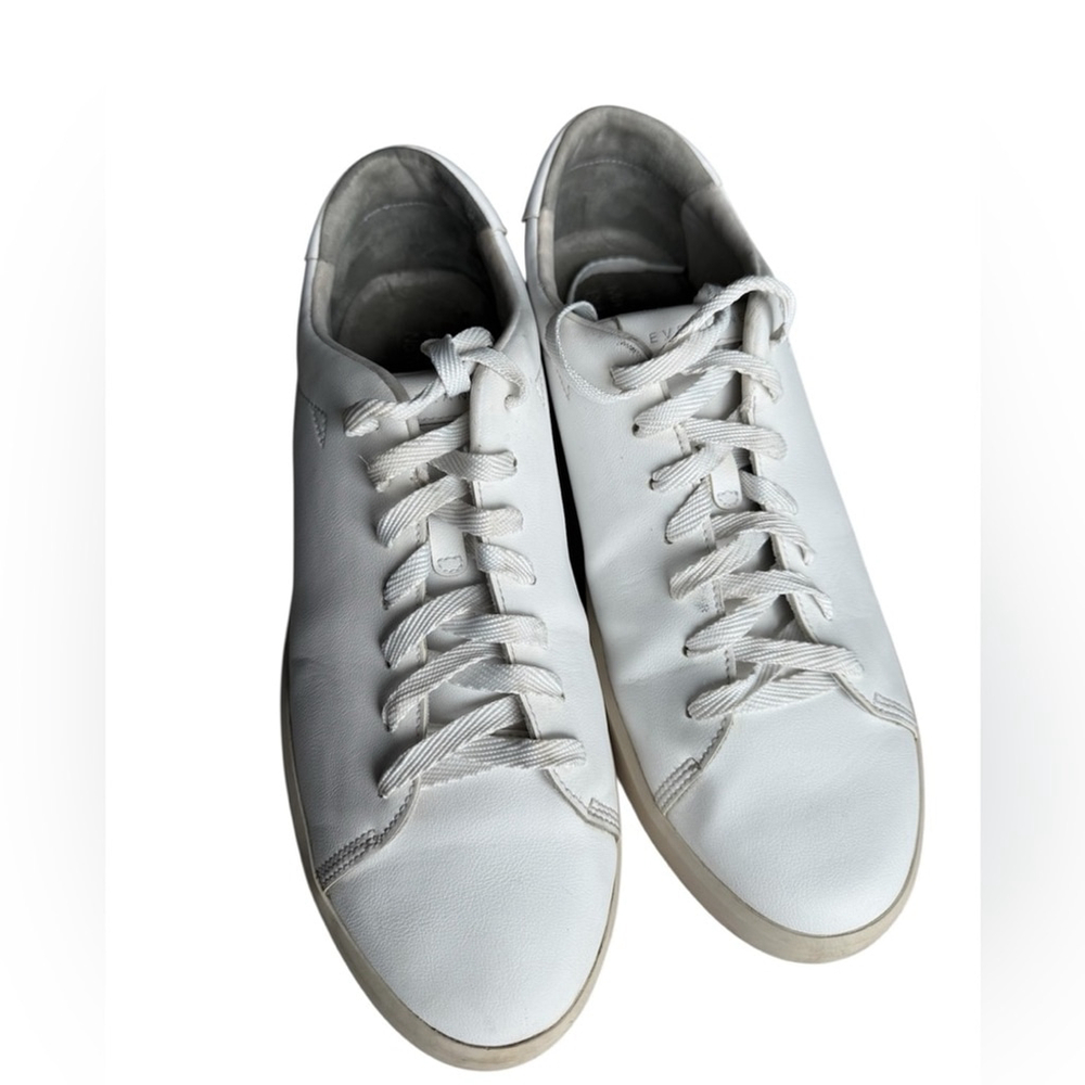 Unisex Everlane The ReLeather Tennis Shoe, White, Mens 10.5 Womens 12.5 GUC